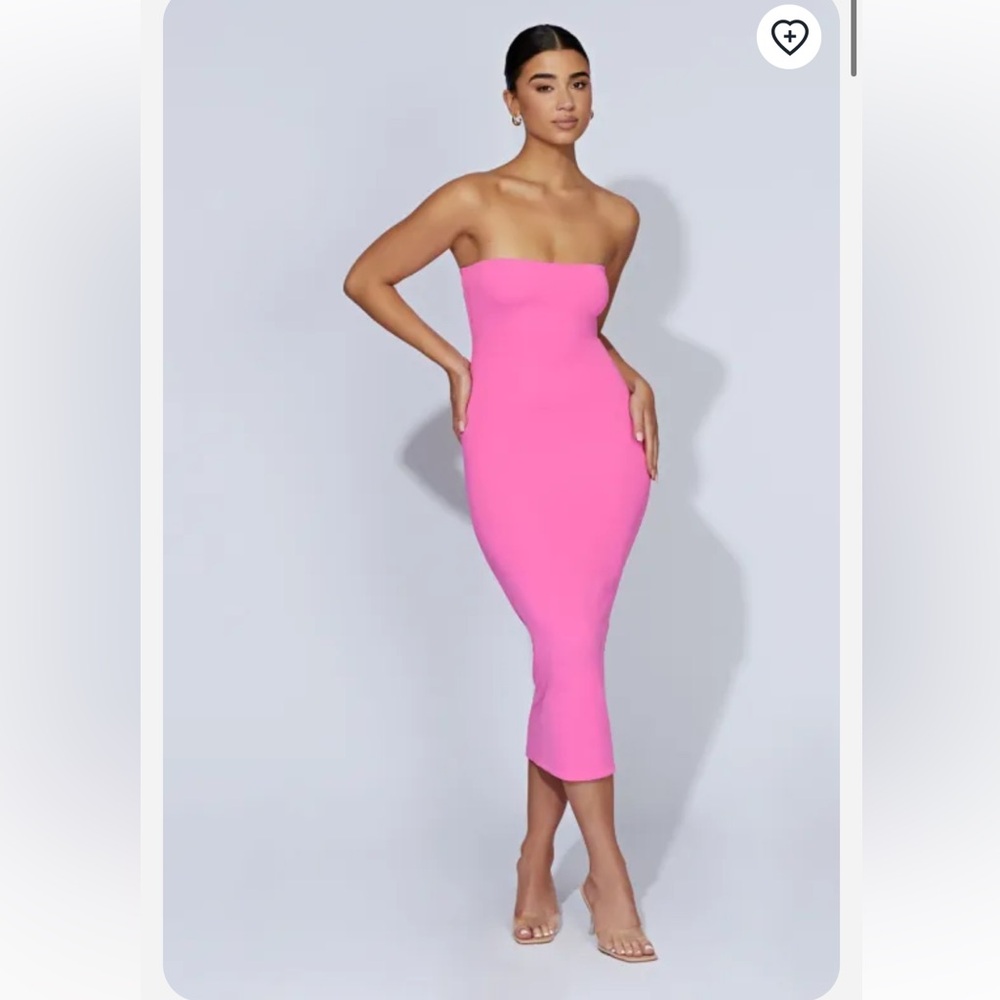 Meshki Cassidy strapless midi dress- Bubblegum Pink